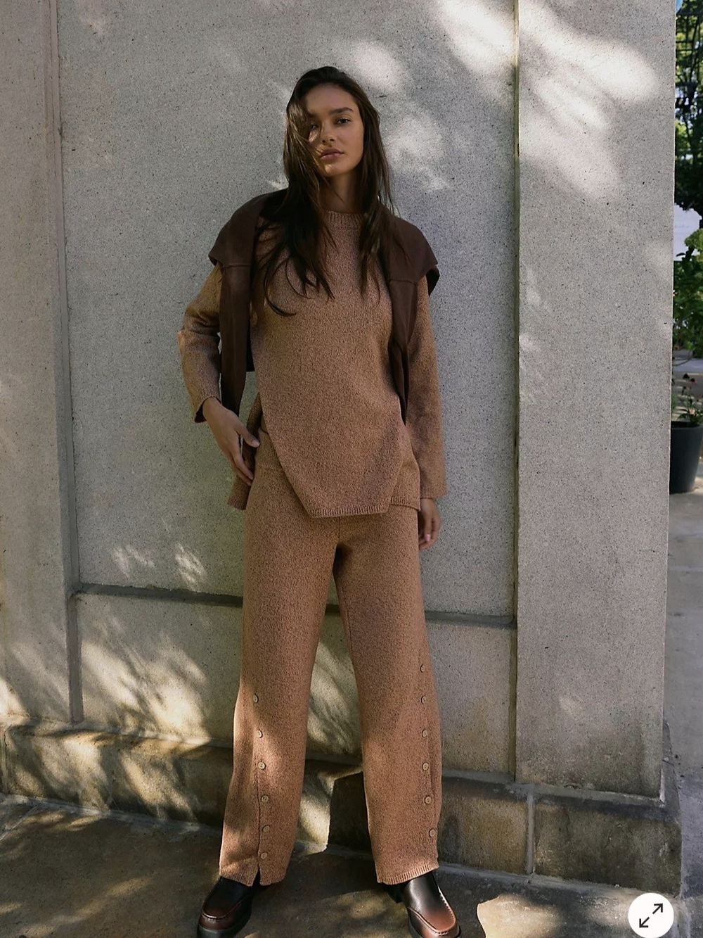 NWT FREE PEOPLE Button-Trim Sweater & Knit Pants Set
